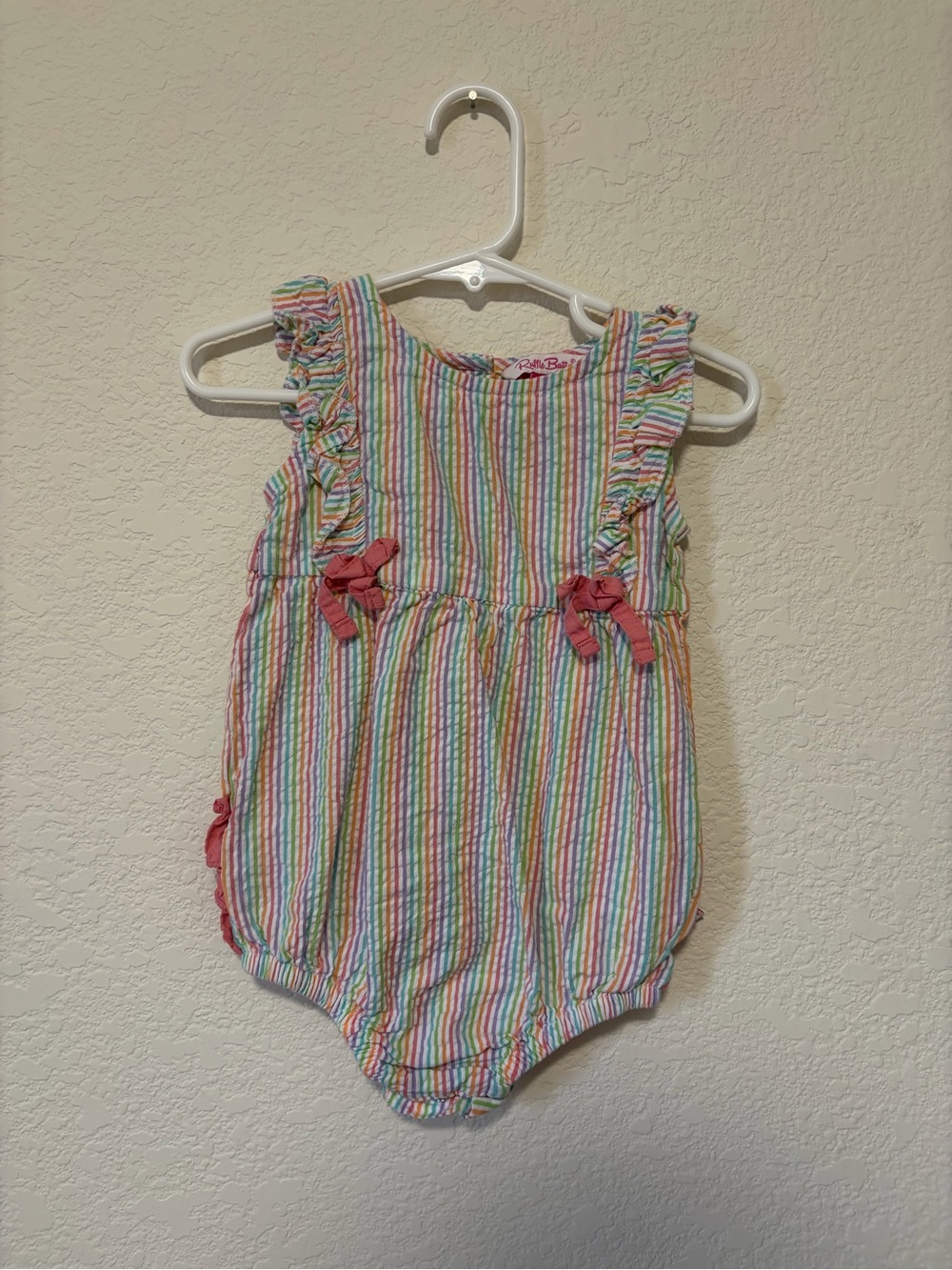Rufflebutts Rainbow Stripe Ruffle Baby One-Piece - Multicolor
